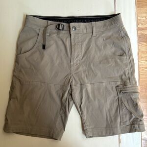 Prana Zion Breathe Shorts, Nylon Outdoor Camping Hiking Tan, Size 32 x 10